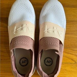 APL White and Pink Slip-On Sneakers